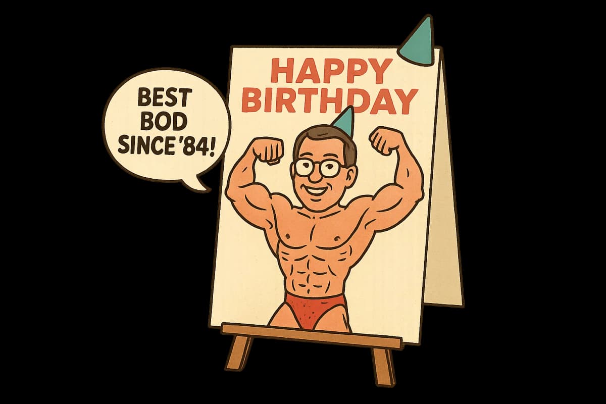 Cartoon person holding personalised card