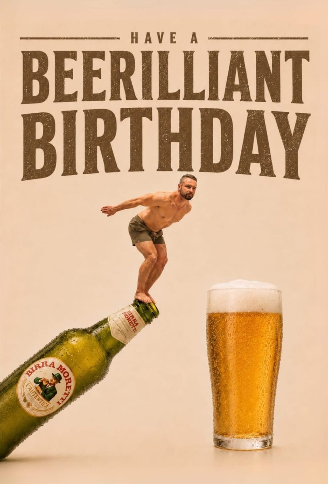 Beer Bottle Balancing Personalised Card
